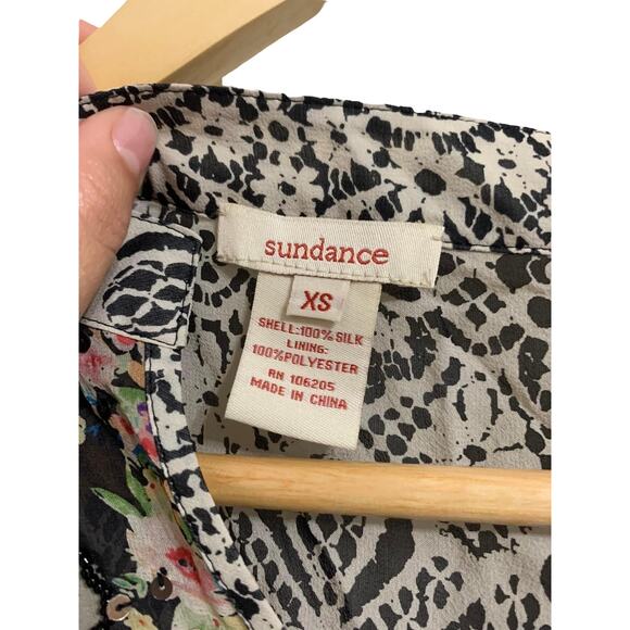 Sundance Vita Tunic Floral‎ Silk Georgette Sequins Top Size XS - Picture 4 of 5